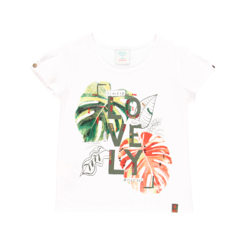 BOBOLI Camiseta punto flamé "hojas" de niña